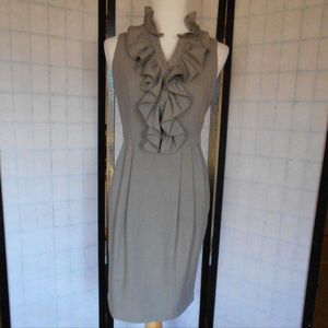Beautiful Gray Fitted Dress W/Ruffle Detail Size 8